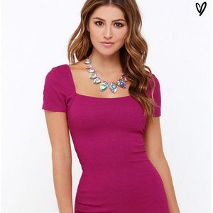 Lulu's Magenta Bodycon Midi Dress
